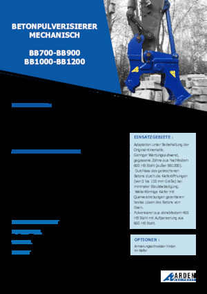Frantumatori idraulici per calcestruzzo Arden BB900