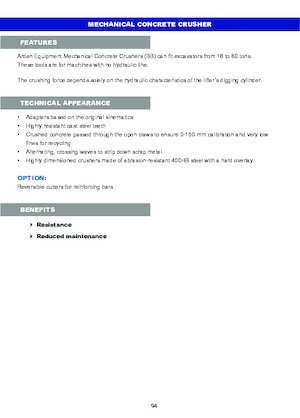 Frantumatori idraulici per calcestruzzo Arden BB900