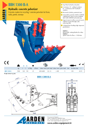Frantumatori idraulici per calcestruzzo Arden BBH 1300R