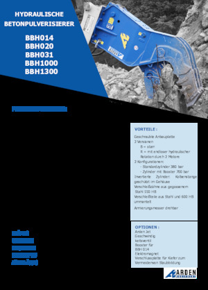 Frantumatori idraulici per calcestruzzo Arden BBH1300