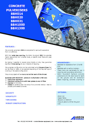 Frantumatori idraulici per calcestruzzo Arden BBH1300