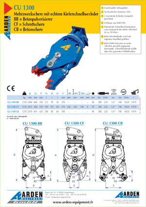 Frantumatori idraulici per calcestruzzo Arden CU 1300 BB