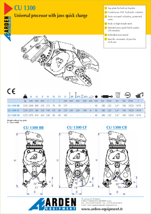 Frantumatori idraulici per calcestruzzo Arden CU 1300 BB