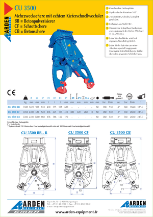 Frantumatori idraulici per calcestruzzo Arden CU 3500 BB