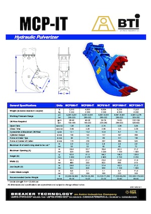 Frantumatori idraulici per calcestruzzo BTi MCP300