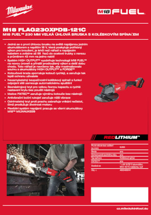 Smerigliatrici angolari a batteria Milwaukee M18 FLAG230XPDB-121C