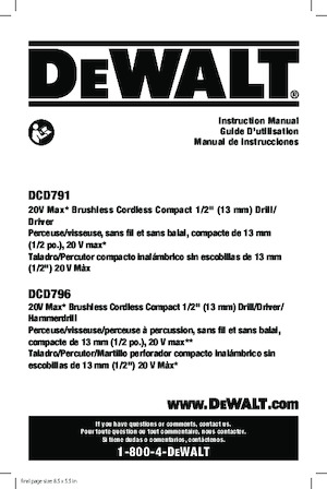 Trapani e avvitatori a batteria DEWALT DCD791B