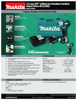 Avvitatori ad inpulsi a batteria Makita DT04R1