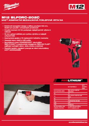 Trapani e avvitatori a batteria Milwaukee M12 BLPDRC-202C