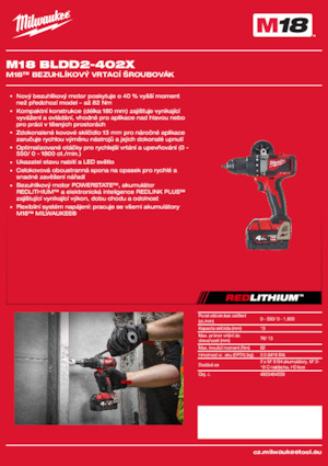 Trapani e avvitatori a batteria Milwaukee M18 BLDD2-402X