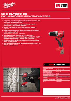 Trapani e avvitatori a batteria Milwaukee M18 BLPDRC-0X