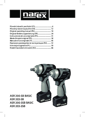 Avvitatori ad inpulsi a batteria Narex ASR 200-3SB