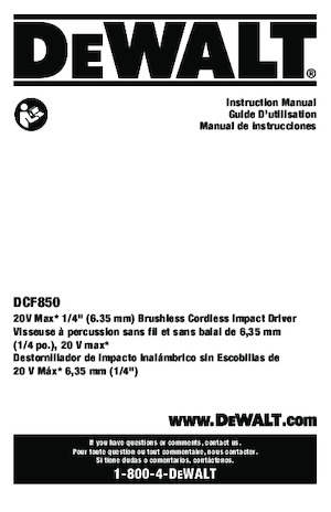Avvitatori ad inpulsi a batteria DEWALT DCF850B
