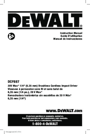 Avvitatori ad inpulsi a batteria DEWALT DCF887B