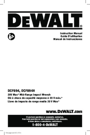 Avvitatori ad inpulsi a batteria DEWALT DCF894B