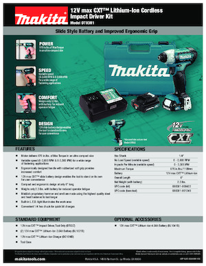 Avvitatori ad inpulsi a batteria Makita DT03R1