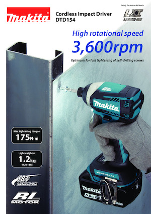 Avvitatori ad inpulsi a batteria Makita DTD154