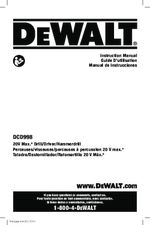 Tassellatori a batteria DEWALT DCD998W1