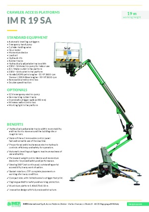 Piattaforme aeree articolate cingolate Imer IM R 19 SA