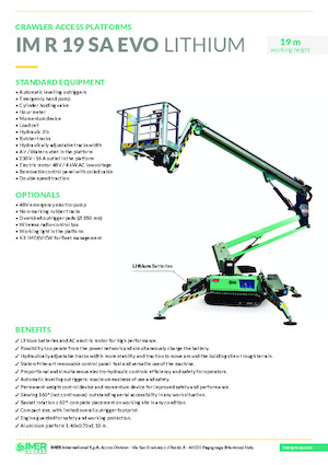 Piattaforme aeree articolate cingolate Imer IM R 19 SA Evo Lithium