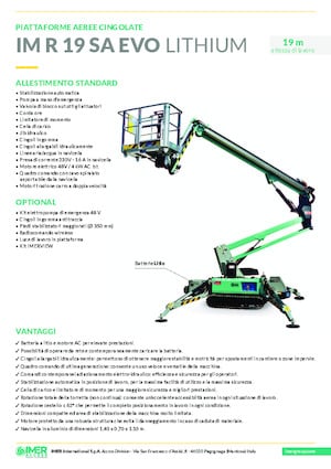 Piattaforme aeree articolate cingolate Imer IM R 19 SA Evo Lithium