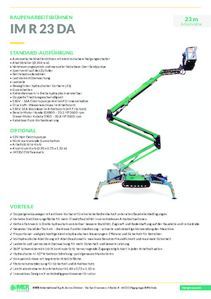 Piattaforme aeree articolate cingolate Imer IM R 23 DA