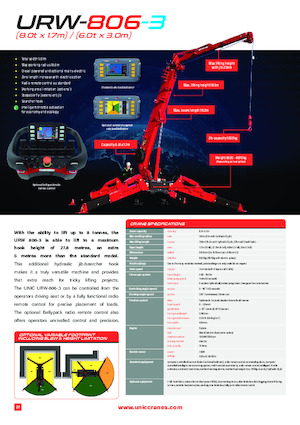 Gru cingolate - braccio telescopico UNIC URW-806-3
