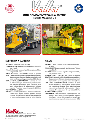 Gru cingolate - braccio telescopico Valla 20 TRX-E