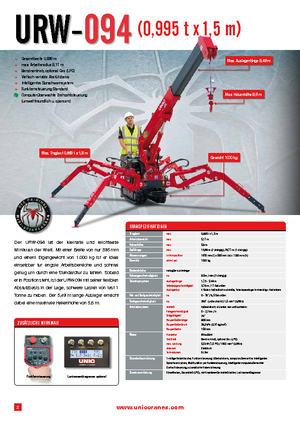 Gru cingolate - braccio telescopico UNIC URW 094