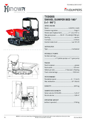 Dumper cingolati Hinowa TX3005