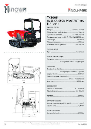 Dumper cingolati Hinowa TX3005