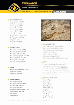 Escavatori cingolati PowerPlus PP380E-XI