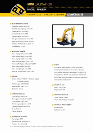 Escavatori cingolati PowerPlus PP80E-IX