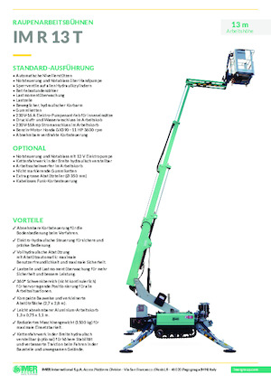 Piattaforme aeree telescopiche cingolate Imer IM R 13 T 