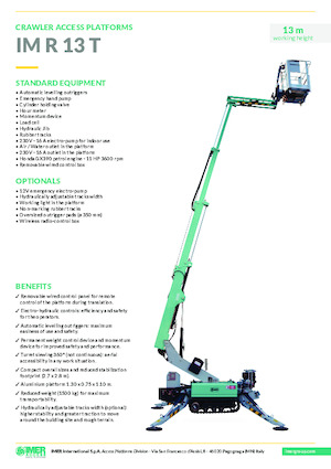 Piattaforme aeree telescopiche cingolate Imer IM R 13 T 