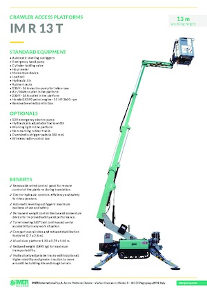 Piattaforme aeree telescopiche cingolate Imer IM R 13 T 