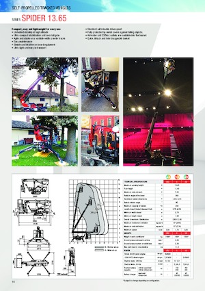 Piattaforme aeree telescopiche cingolate Platform Basket SPIDER 13.65 ED