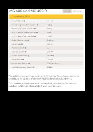 Benne frantoio selezionatrici Epiroc MG 400