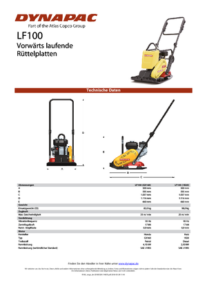 Piastre vibranti monodirezionali Dynapac LF 100 (1B20)