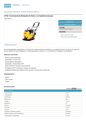 Piastre vibranti monodirezionali Atlas Copco LF 100