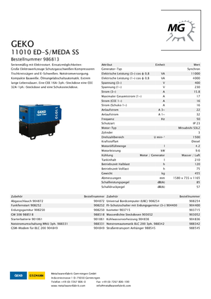 Generatori diesel Geko ® 11010 ED-S/MEDA