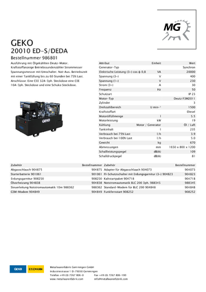Generatori diesel Geko ® 20010 ED-S/DEDA