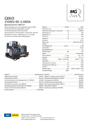 Generatori diesel Geko ® 250003 ED-S/DEDA