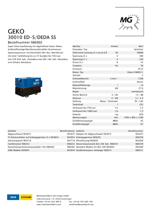 Generatori diesel Geko ® 30010 ED-S/DEDA