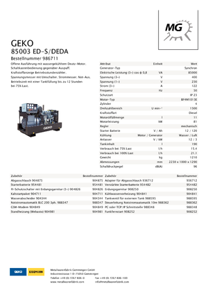 Generatori diesel Geko ® 85003 ED-S/DEDA