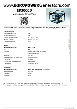 Generatori diesel Europower EP3000D (MA)