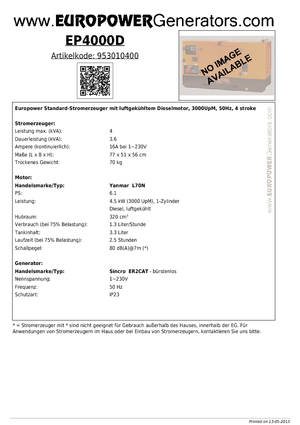 Generatori diesel Europower EP4000D (S)