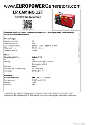 Generatori diesel Europower EP Camino 12 T