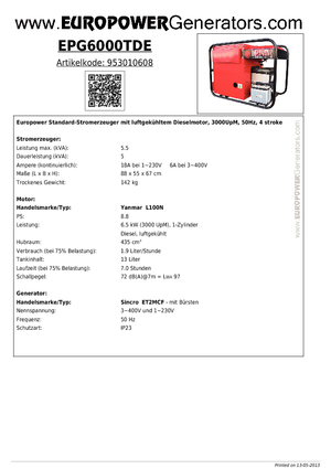 Generatori diesel Europower EPG6000TDE (S)