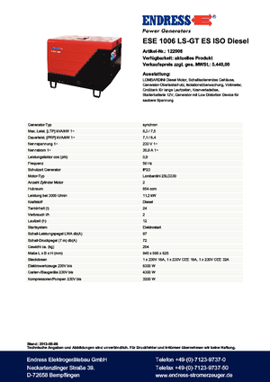 Generatori diesel Endress ESE 1006 LS-GT ES ISO DI
